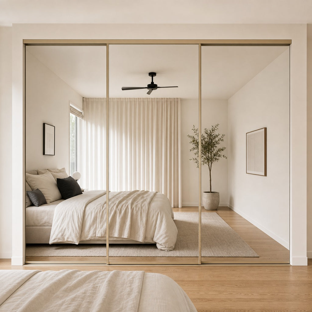 Installed mirror sliding wardrobe doors
