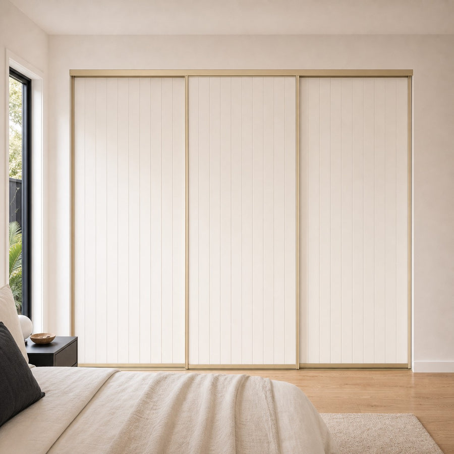 Brushed gold VJ sliding wardrobe doors